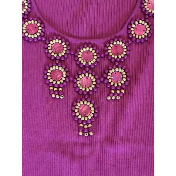Ruby Rd. Woman Beaded Dark Pink/Purple Sleeveless Top Women’s 1X - Picture 3 of 6